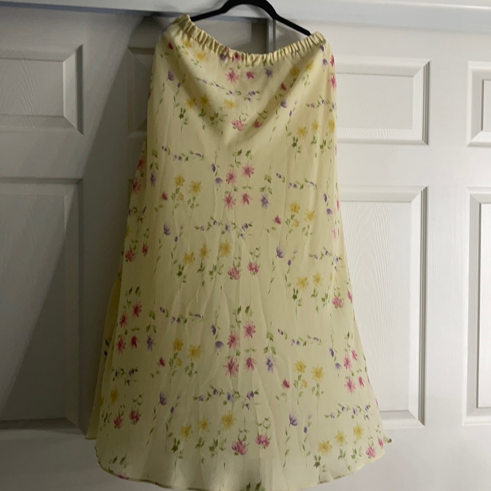 yellow floral skirt